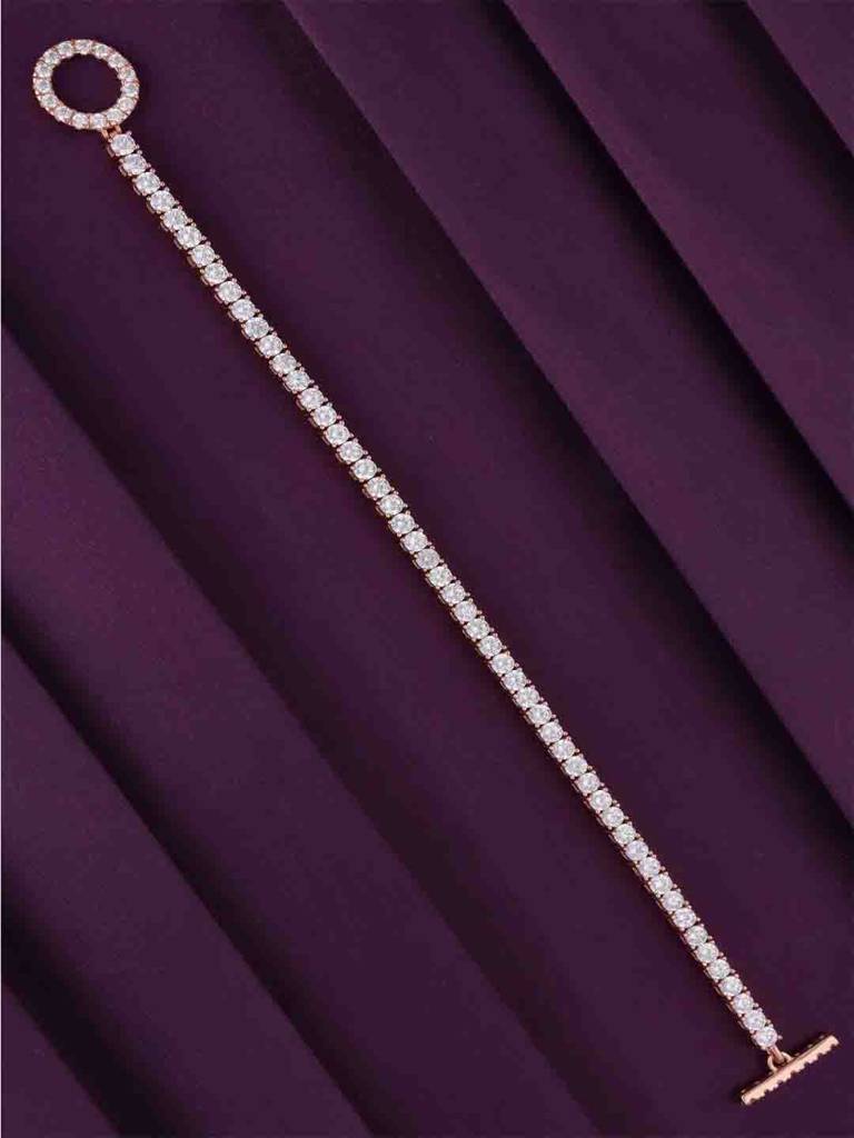 Elegant Fold-Over Clasp Solitaire Tennis Bracelet : BRTN70-RG-NA