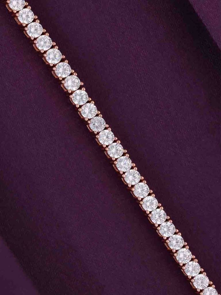 Elegant Fold-Over Clasp Solitaire Tennis Bracelet : BRTN70-RG-NA