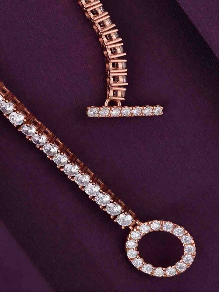 Elegant Fold-Over Clasp Solitaire Tennis Bracelet : BRTN70-RG-NA