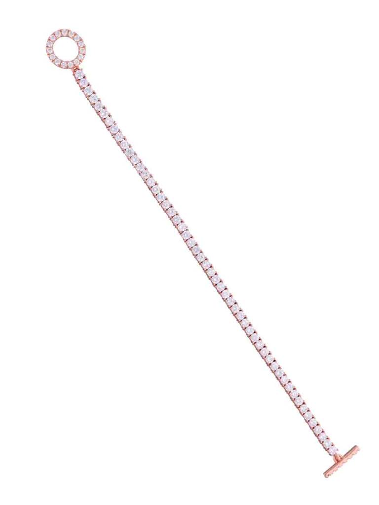 Elegant Fold-Over Clasp Solitaire Tennis Bracelet : BRTN70-RG-NA