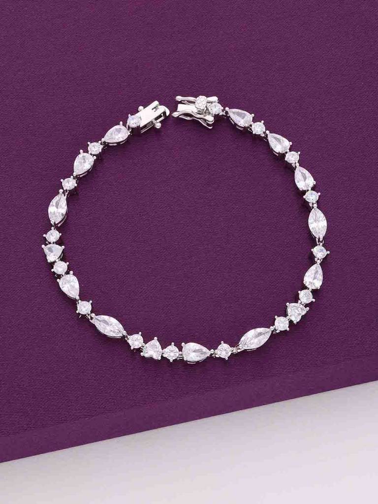 Crystal Hearts Silver Tennis Bracelet : BRTN84-S-NA