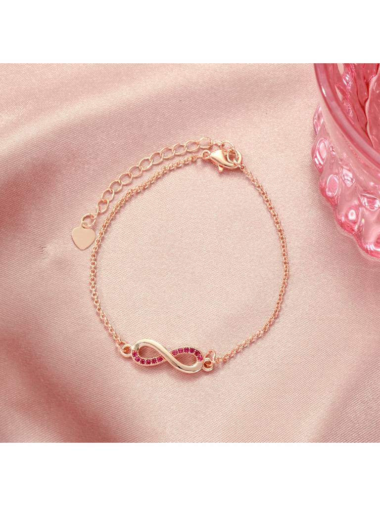 Women Forever Linked Infinity Bracelet For Valentines Day : BS14344-G-RED