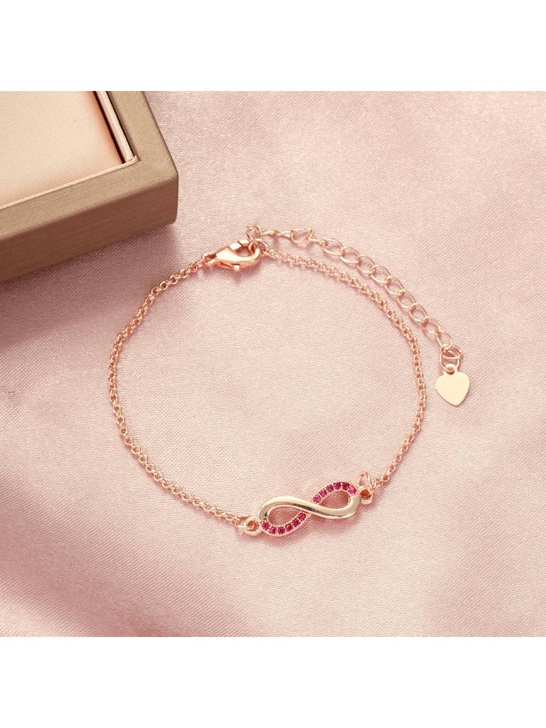 Women Forever Linked Infinity Bracelet For Valentines Day : BS14344-G-RED