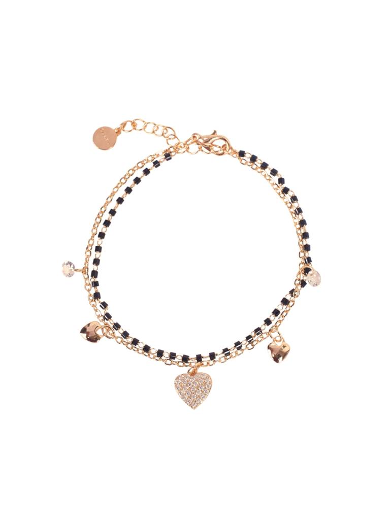 Black Charm Heart Bracelet For Women & Girls Jewellery Accessories : BS14411-G-BLK