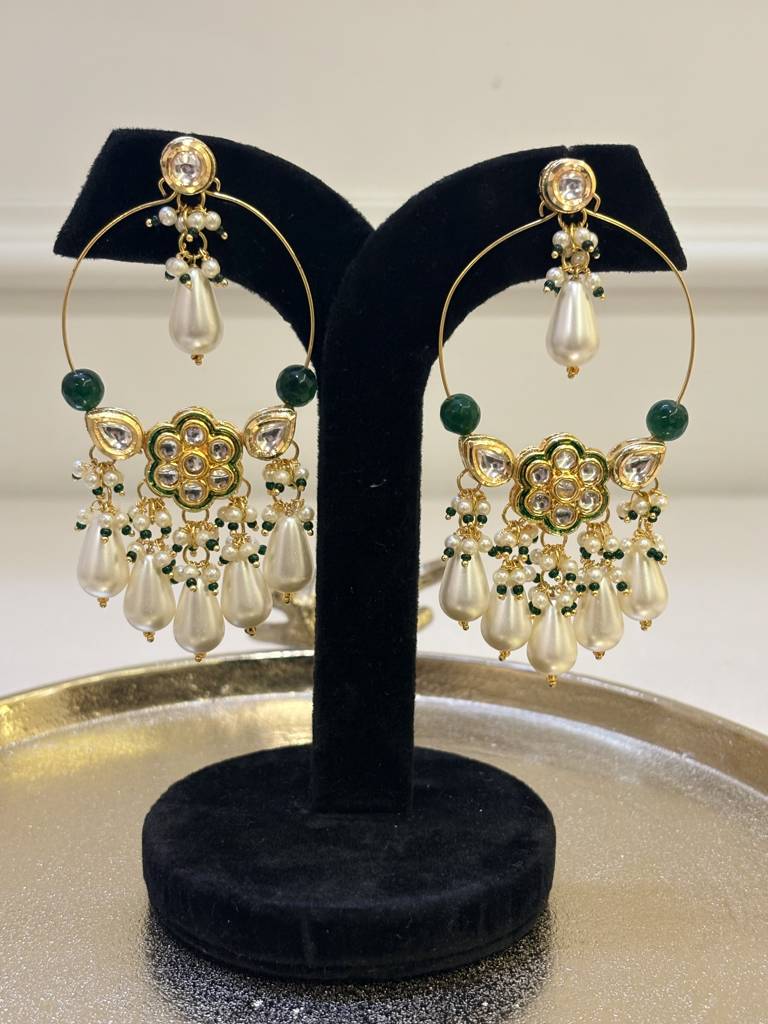 Meenakari Chandbali Kundan Hoop Earrings : BSJ-68