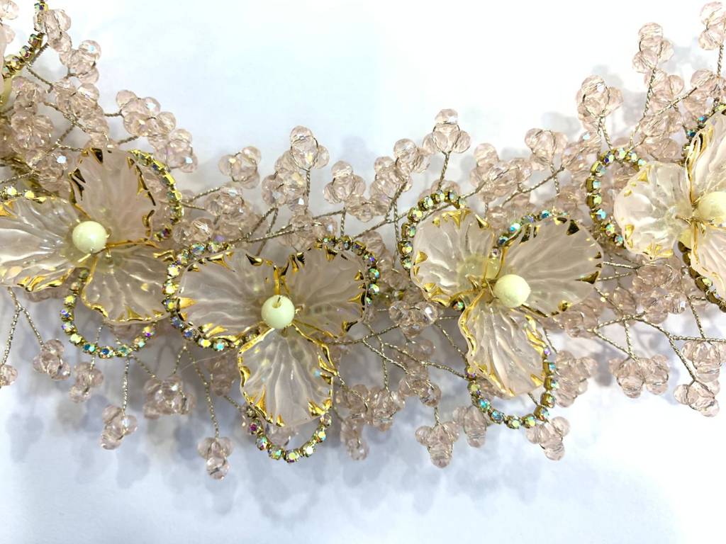 Gold Floral Bridal Hair Pin : BSJ105