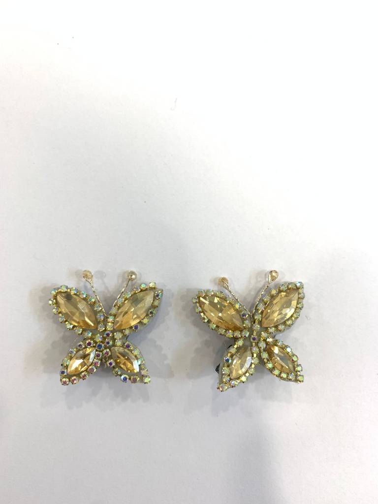 Golden Butterfly Crystal Hair Clips (Set Of 2) : BSJ108