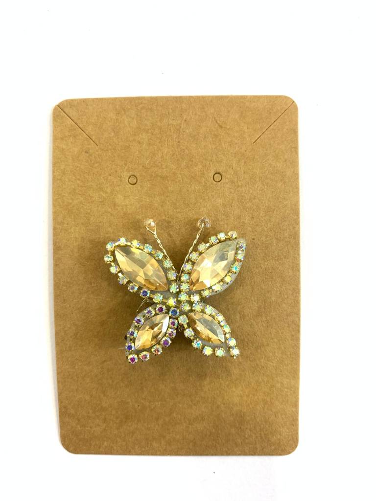 Golden Butterfly Crystal Hair Clips (Set Of 2) : BSJ108