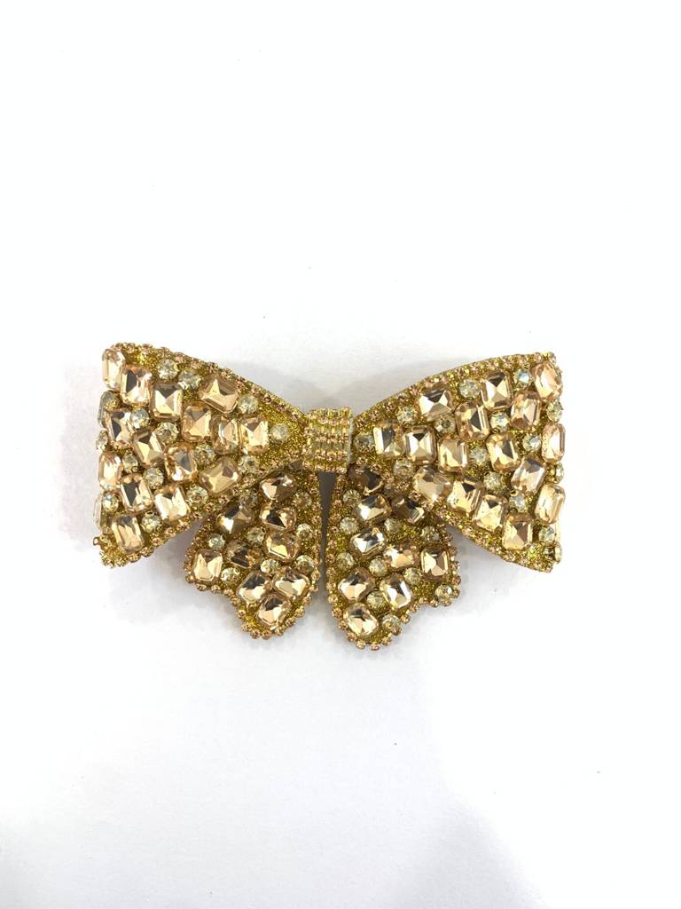 Golden Bow Crystal Hair Clip : BSJ113
