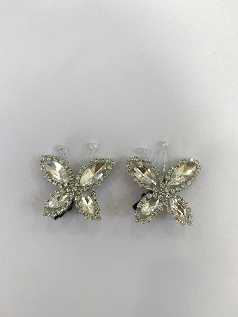 Crystal Wing Silver Butterfly Hair Clips : BSJ114