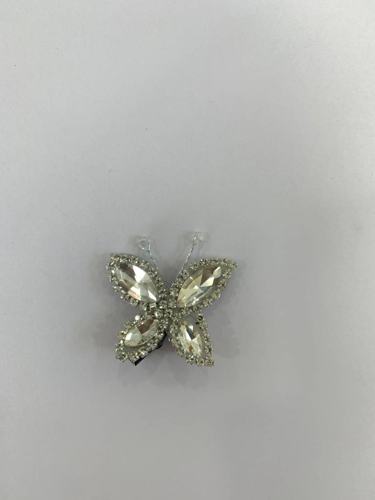 Crystal Wing Silver Butterfly Hair Clips : BSJ114