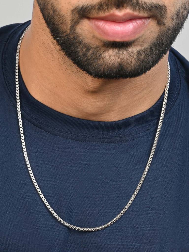 Textured Box Link Silver Chain : BUGC294