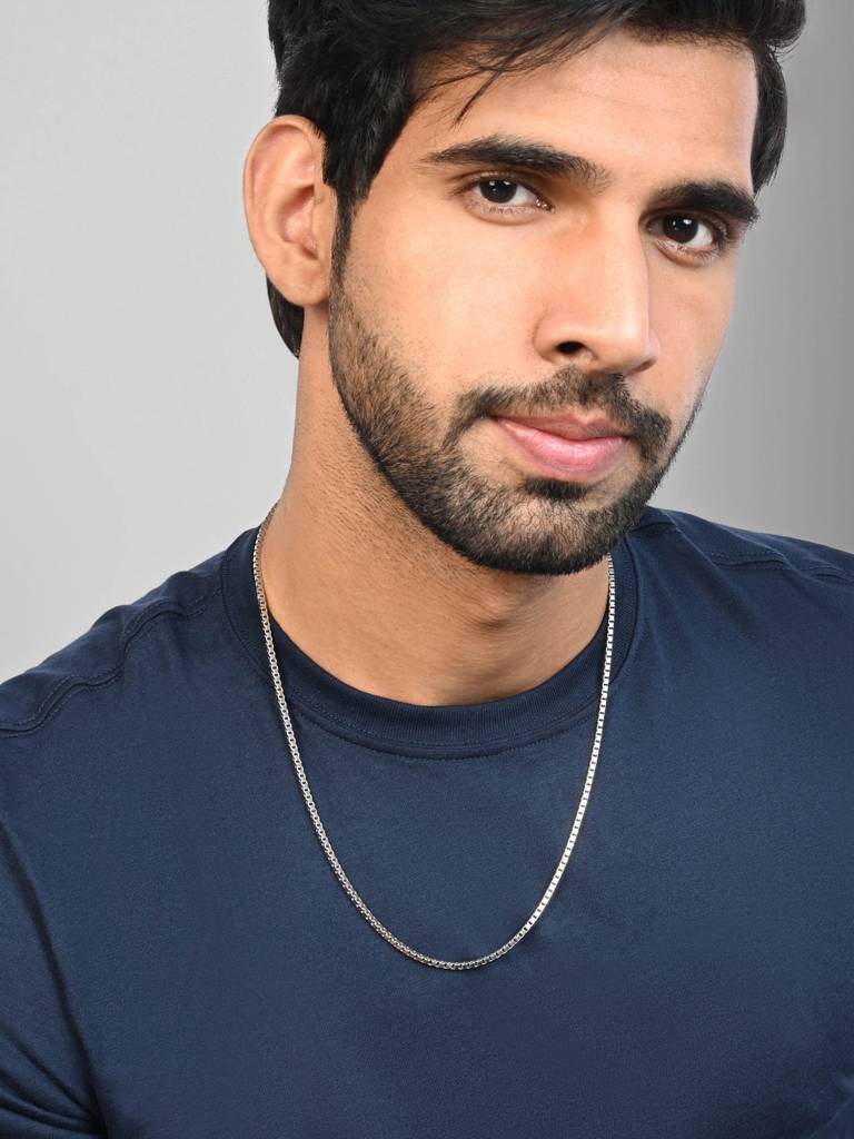 Textured Box Link Silver Chain : BUGC294