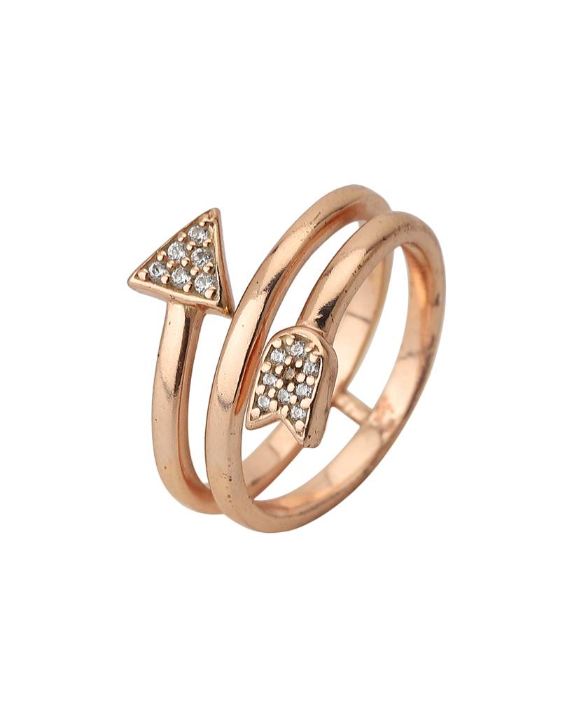 Carlton London Women Rose Gold-Plated Cz-Studded Adjustable Finger Ring : BZ119419R3