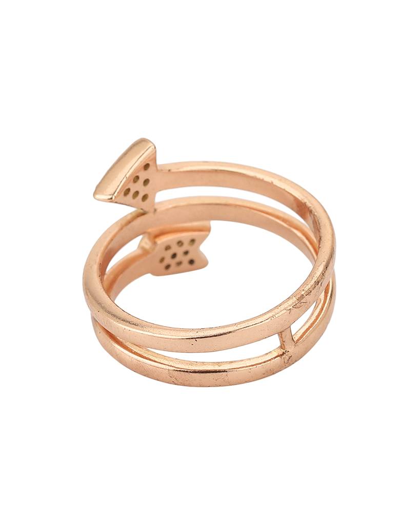 Carlton London Women Rose Gold-Plated Cz-Studded Adjustable Finger Ring : BZ119419R3