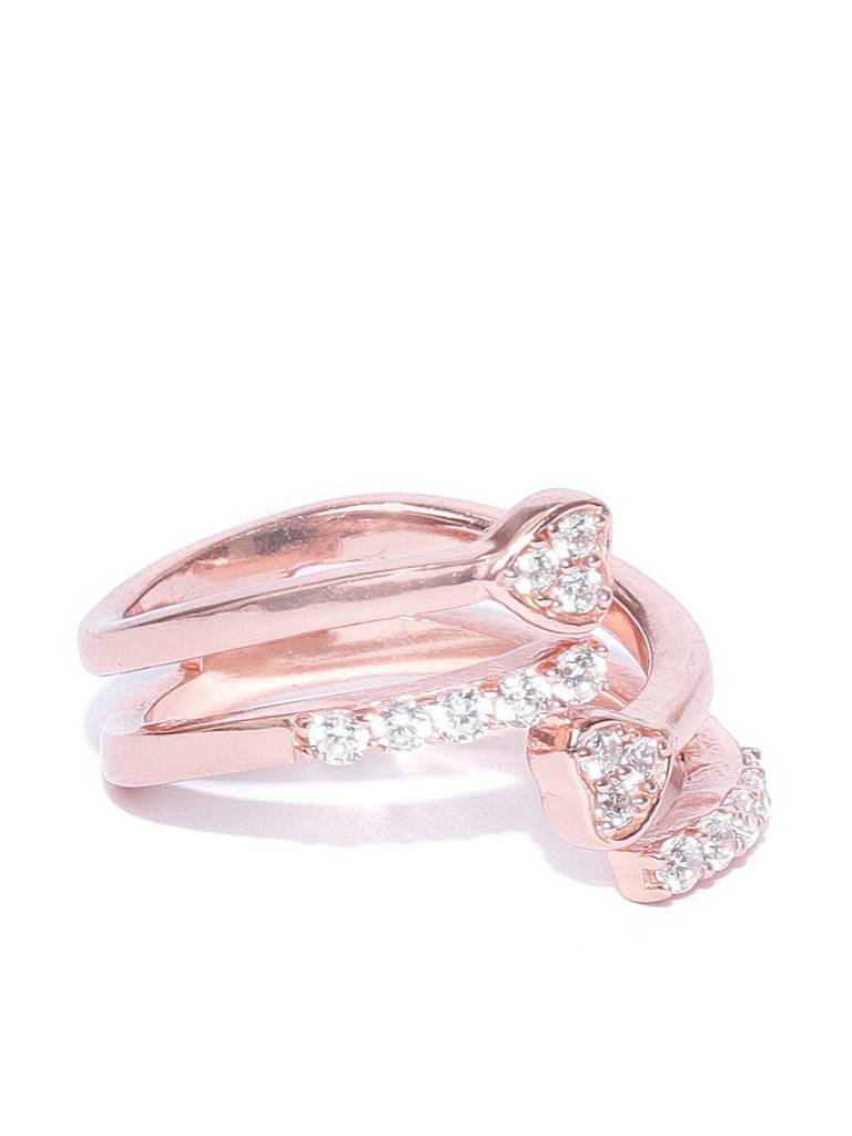 Rose Gold-Plated Cz-Studded Finger Ring : BZ121771R