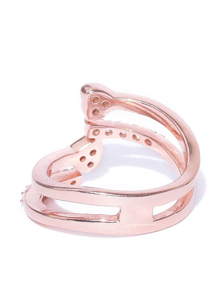 Rose Gold-Plated Cz-Studded Finger Ring : BZ121771R