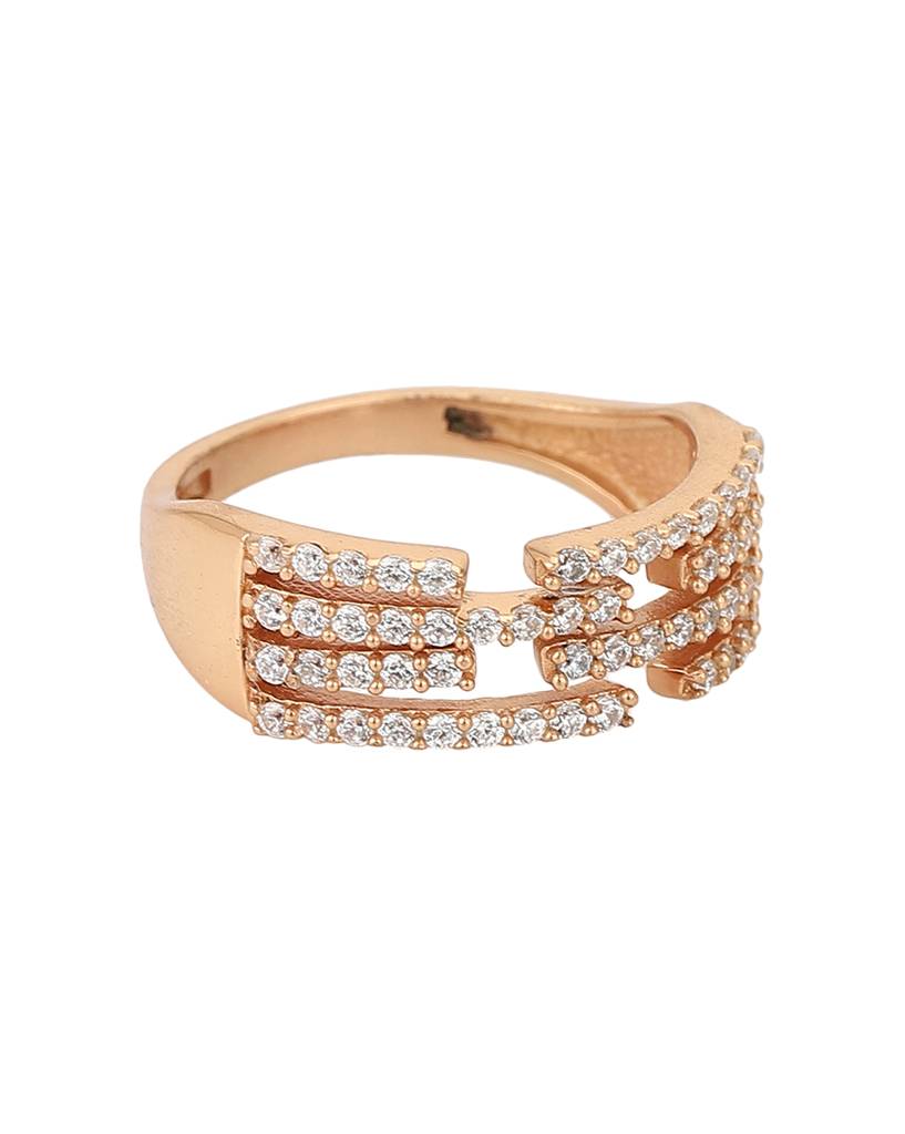 Carlton London Rose Gold-Plated Cz-Studded Finger Ring : BZ121772R