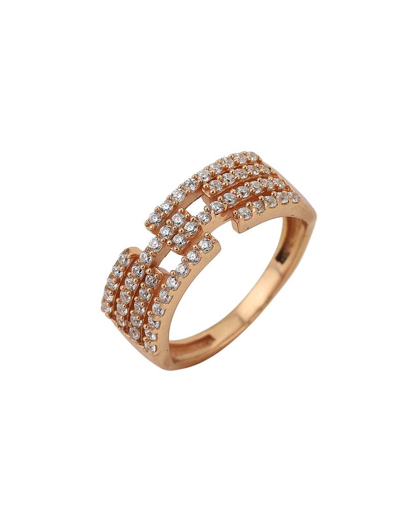 Carlton London Rose Gold-Plated Cz-Studded Finger Ring : BZ121772R