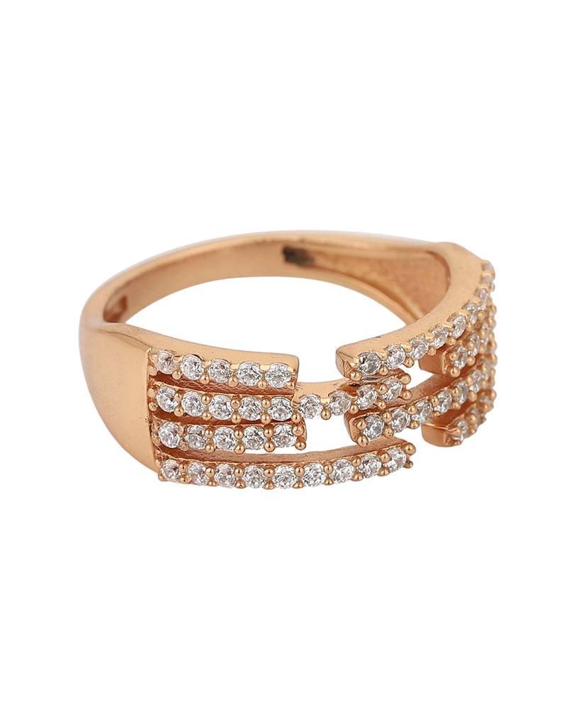 Carlton London Rose Gold-Plated Cz-Studded Finger Ring : BZ121772R