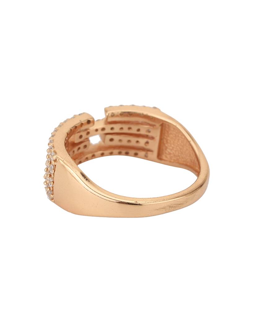 Carlton London Rose Gold-Plated Cz-Studded Finger Ring : BZ121772R
