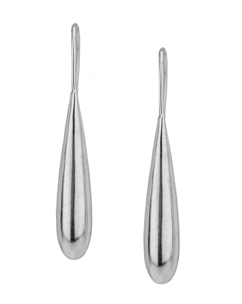 Silver-Toned Rhodium-Plated Teardrop Shaped Drop Earrings : BZ1884E