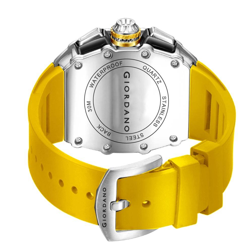 Giordano Multifunction Watch For Men With Day, Date, And 24-Hour Sub-Dial, Water Resistant Square Dial Unique De : GZ-50120-05