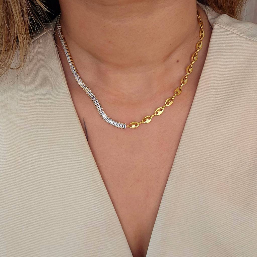 Baguette Shape Zircon Tennis Necklace : TAA-9708569231638-NECKLACE