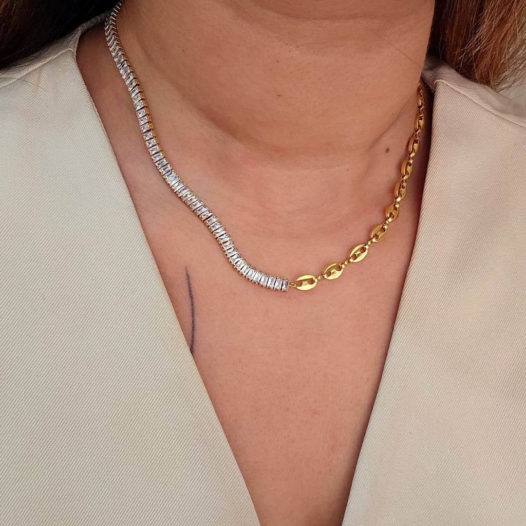 Baguette Shape Zircon Tennis Necklace : TAA-9708569231638-NECKLACE