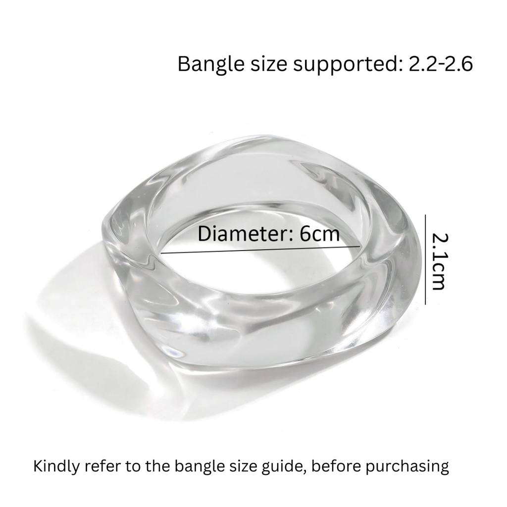 Chunky Wide Edge Rounded Square Polygonal Acrylic Bangle : AMU0125B252TR