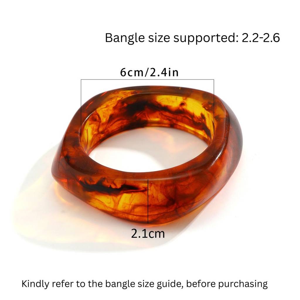 Chunky Wide Edge Rounded Square Polygonal Acrylic Bangle : AMU0125B503R