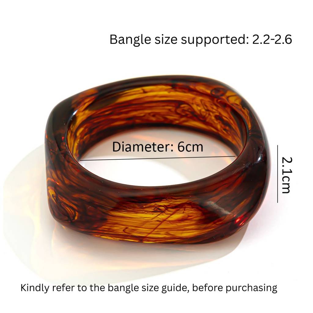 Chunky Wide Edge Rounded Square Polygonal Acrylic Bangle : AMU0125B252BR