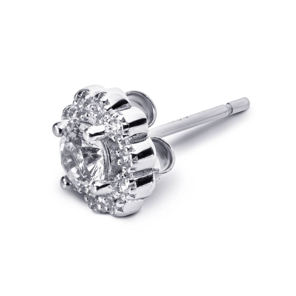 925 Sterling Silver Flower White Ad Stud Earrings For Women & Girls : BRDFSE1