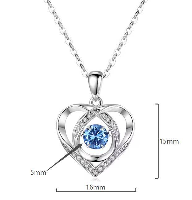 Brd Jewelry 925 Sterling Silver Blue Diamond Heart Pendant Necklace For Women And Girls I Gifts For Girlfriend Wife : B0D9Y28VTF