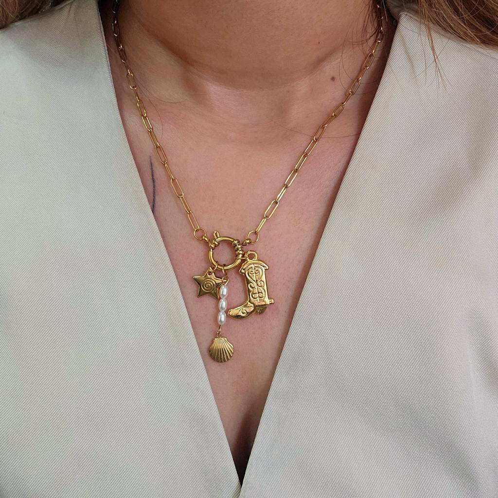 Boots Charm Lock Necklace : TAA-9999904734212-NECKLACE