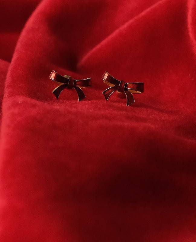 Bow Studs In Sterling Silver With Gold Micron | Elegant Christmas Jewelry Studs : BowStuds