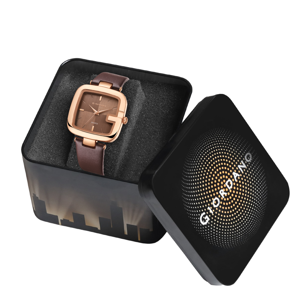 Giordano Square Dial Watch For Women With Leather Strap And Premium Quartz Moevment - Gz-60089 : GZ-60089-03