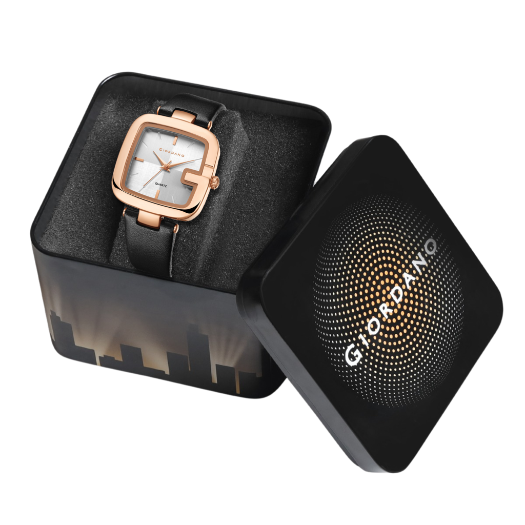 Giordano Square Dial Watch For Women With Leather Strap And Premium Quartz Moevment - Gz-60089 : GZ-60089-01