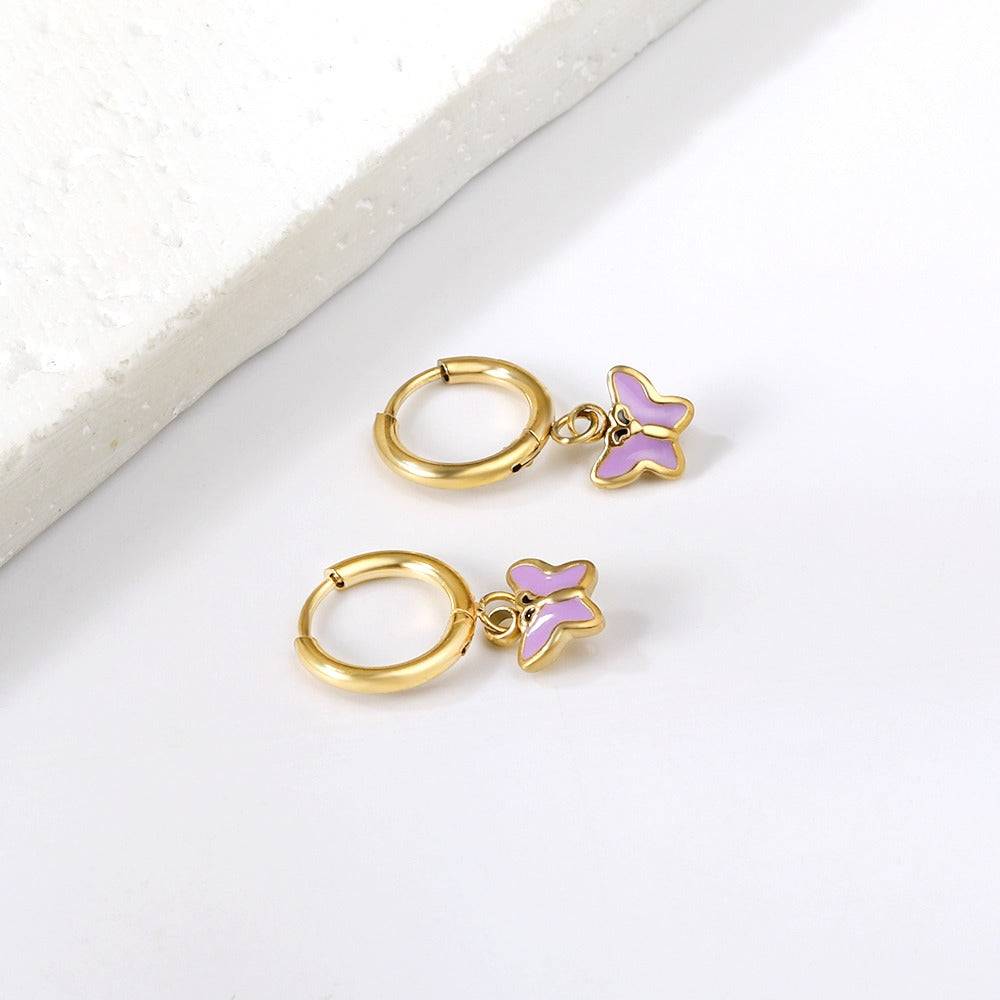 Butterfly Hoops 18K Gold Plated Children'S Earrings : TWLK-JWLRY-BTRFLYHOOPS-PK2