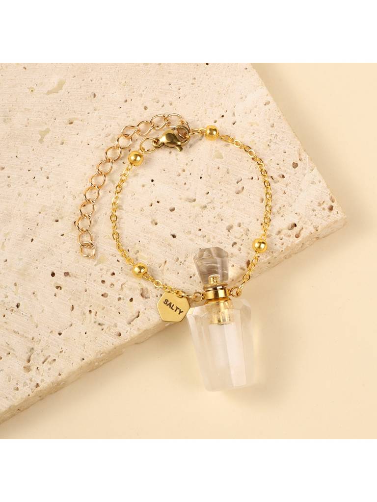 Howlite Perfume Bottle Charm Bracelet For Women & Girls : C-4321-G-WHT