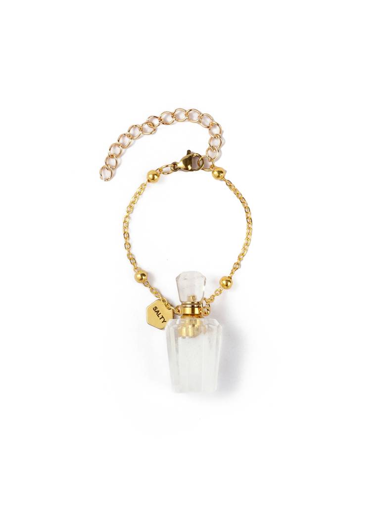 Howlite Perfume Bottle Charm Bracelet For Women & Girls : C-4321-G-WHT