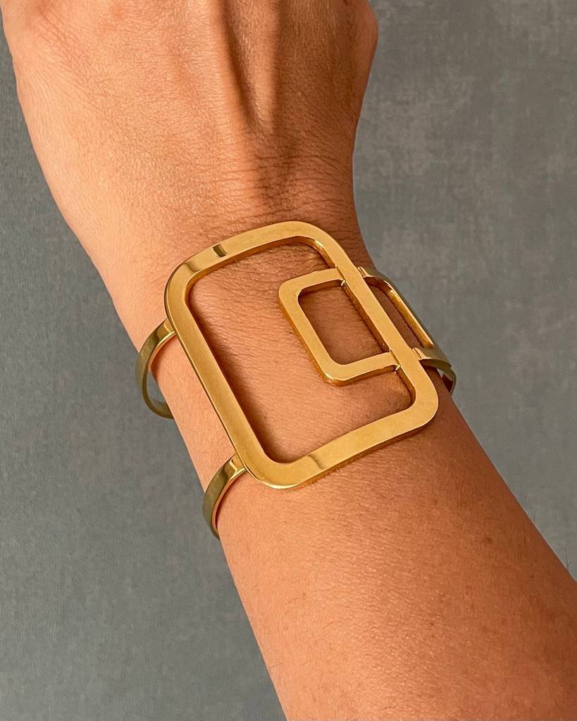 18K Gold Plated Statement Cuff Bracelet, Rue : B18