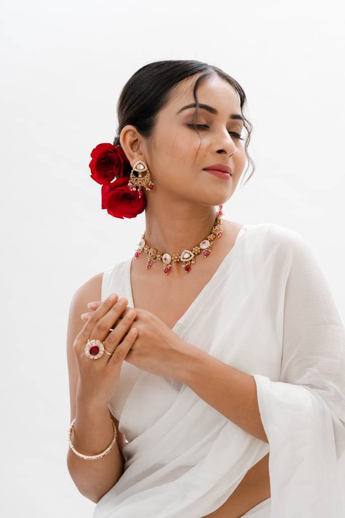 Elzina Meenakari Polki Choker Necklaceadditional Information : PA-165