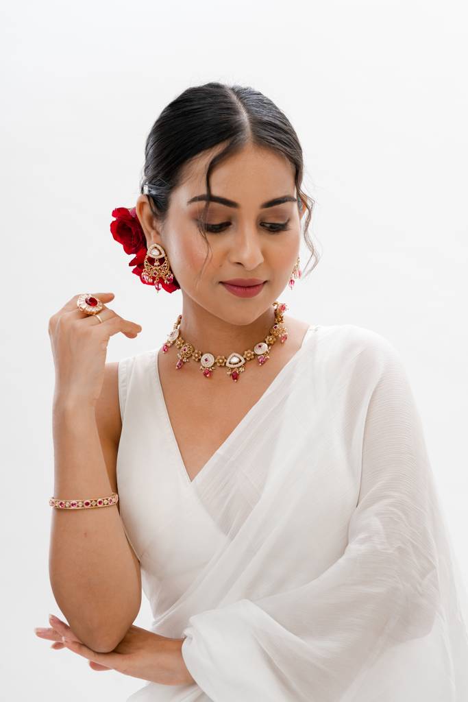 Elzina Meenakari Polki Choker Necklaceadditional Information : PA-165