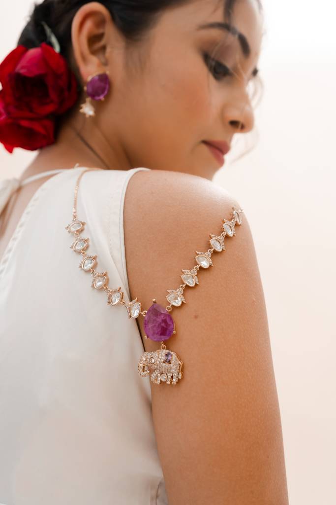 Ridha Purple Elephant Necklace : PA-275