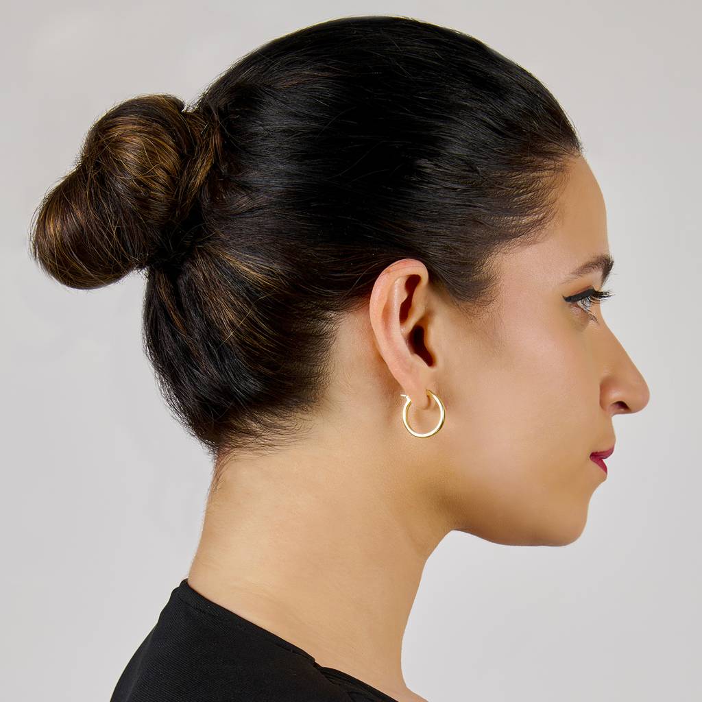 14K Gold Plated Thin Hoops | Lightweight Daily Wear Earrings : AXY1124E1009