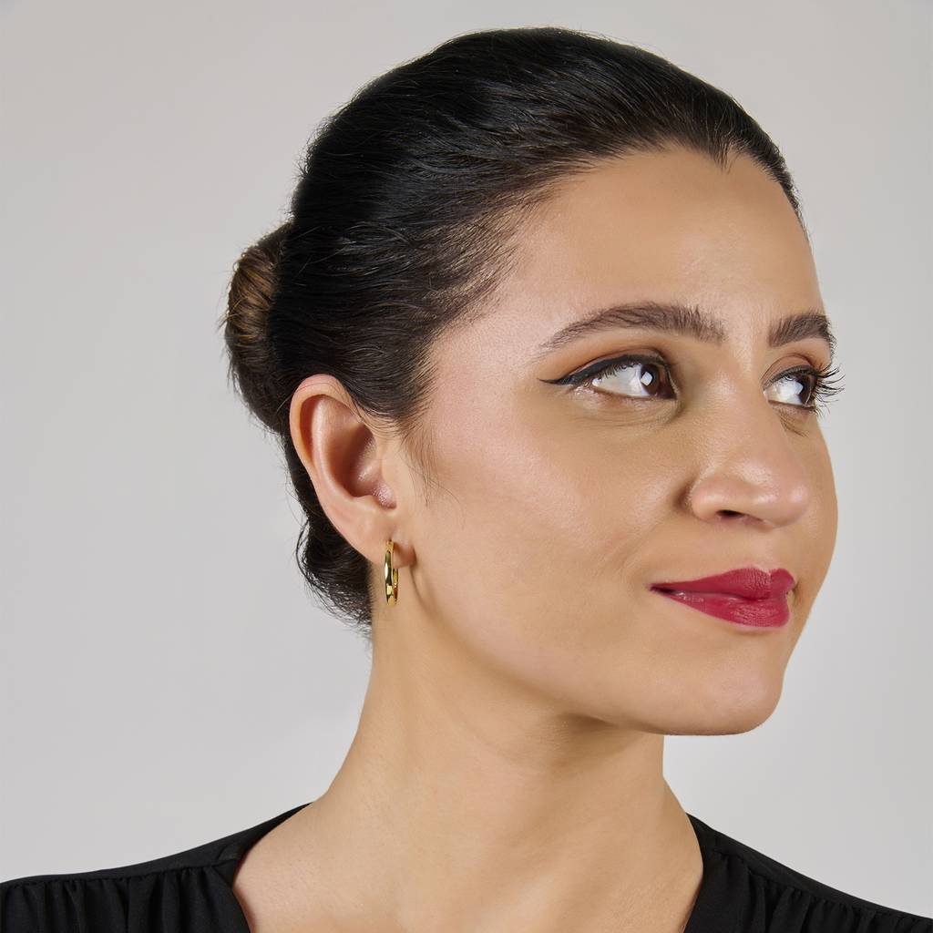 14K Gold Plated Thin Hoops | Lightweight Daily Wear Earrings : AXY1124E1009