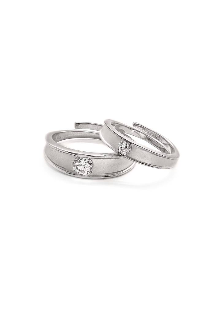 Silberry 925 Sterling Silver Modern Love Couple Rings : CB19