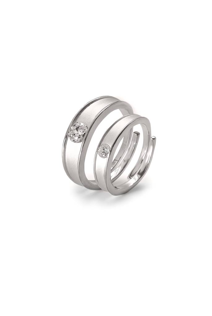 Silberry 925 Sterling Silver Modern Love Couple Rings : CB19