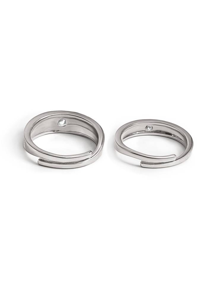 Silberry 925 Sterling Silver Modern Love Couple Rings : CB19